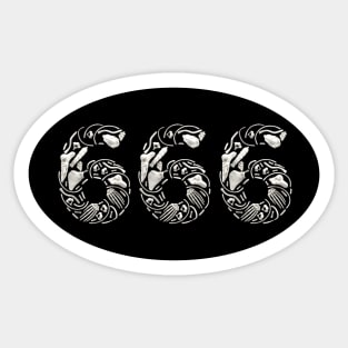 Dark 666 made of bones (Ideal for goths and Halloween) Sticker